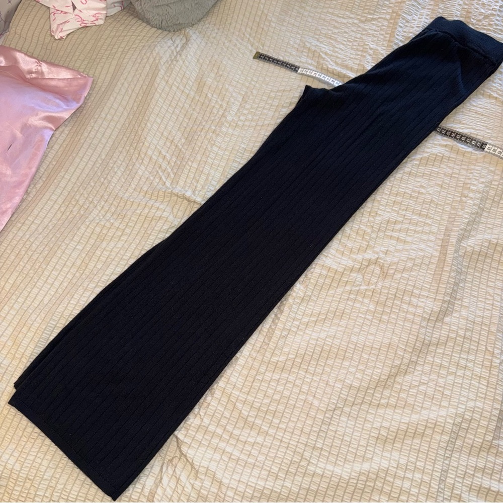 A&F Soft Collection Black Ribbed Wide Leg Sweater Pants small